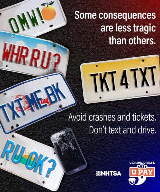 Visual about dangers of driving and texting